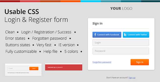 Login & Register HTML & CSS Form Template