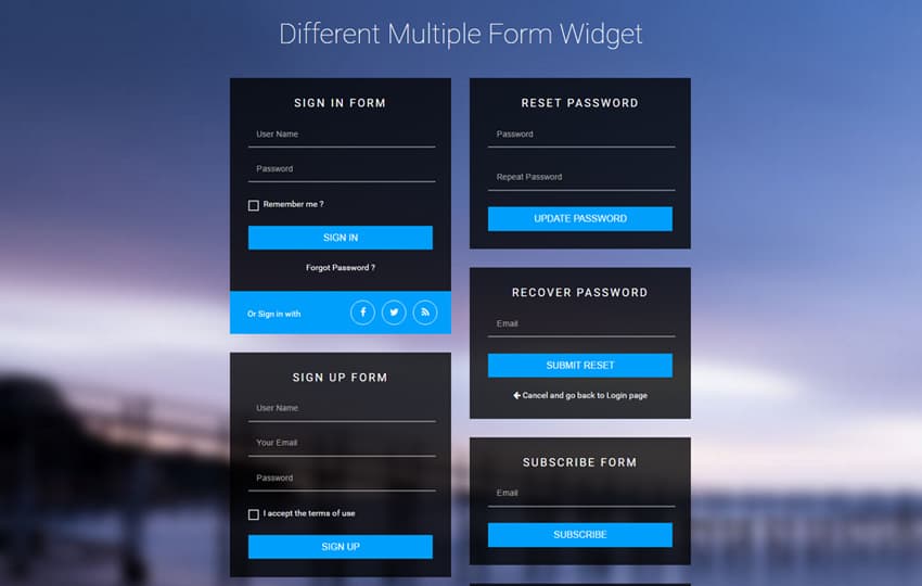 Different Multiple Form Widget UI Design