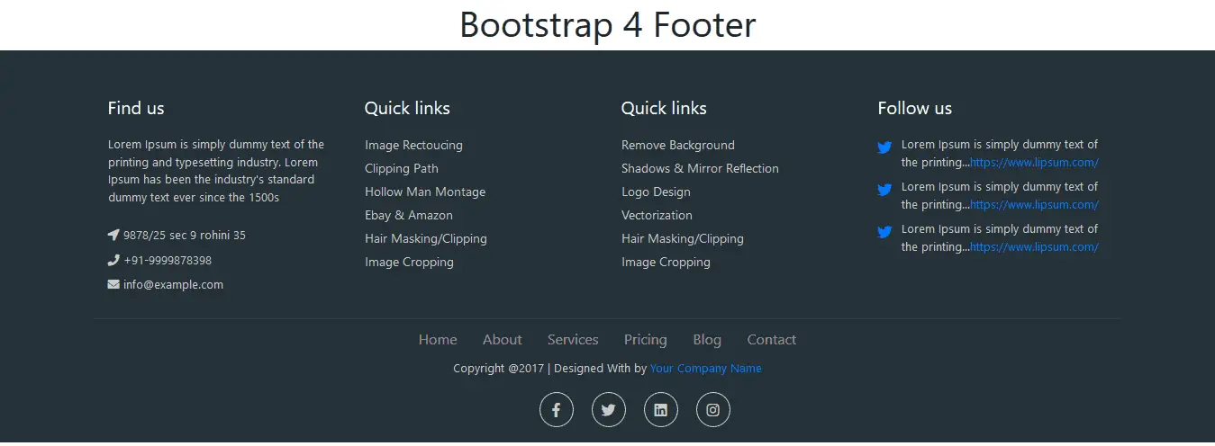  Footer Template Html Css Free Download Printable Templates